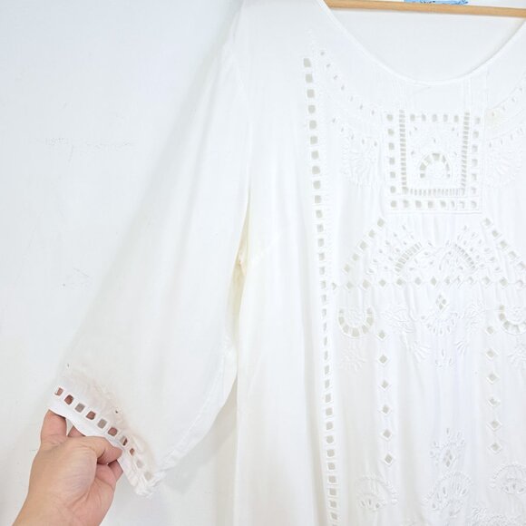 Solitaire Swim Cut Out White Cover Up Tunic - Picture 4 of 9